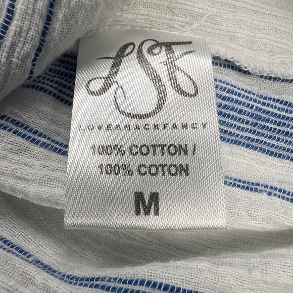 LoveShackFancy Nora Handkerchief Crop Top Blue Stripes Flutter Sleeve Size M - Picture 5 of 12